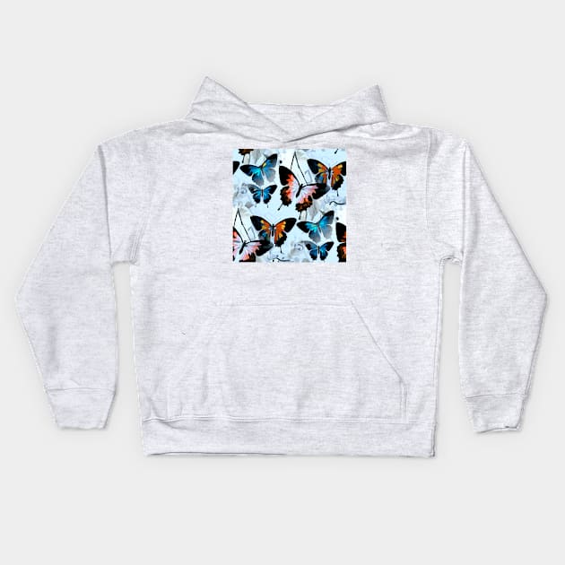 Exquisite Magnificent Watercolor Butterflies in Vivid Eclectic Colors Kids Hoodie by Nisuris Art